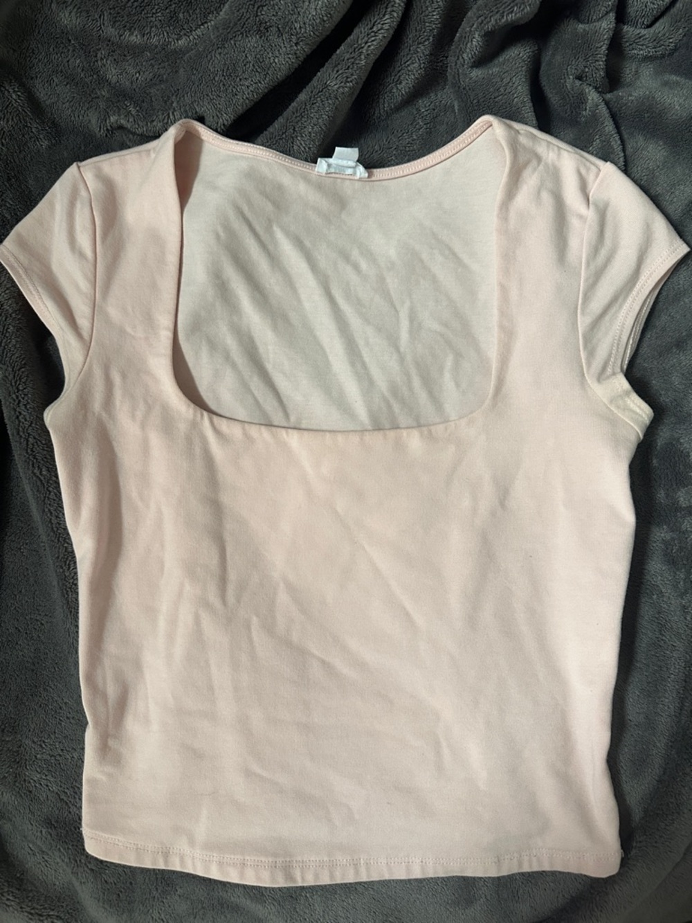 Garage Short Sleeve Square Neck Top in Light Pink